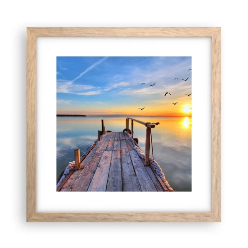 Poster in light oak frame - Walk towards the Sun - 30x30 cm