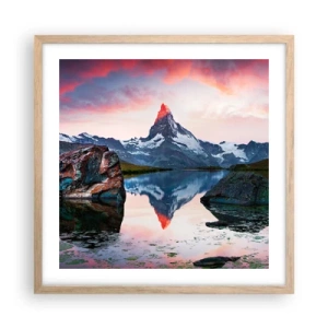 Poster in light oak frame - Heart of the Mountains Is Hot - 50x50 cm