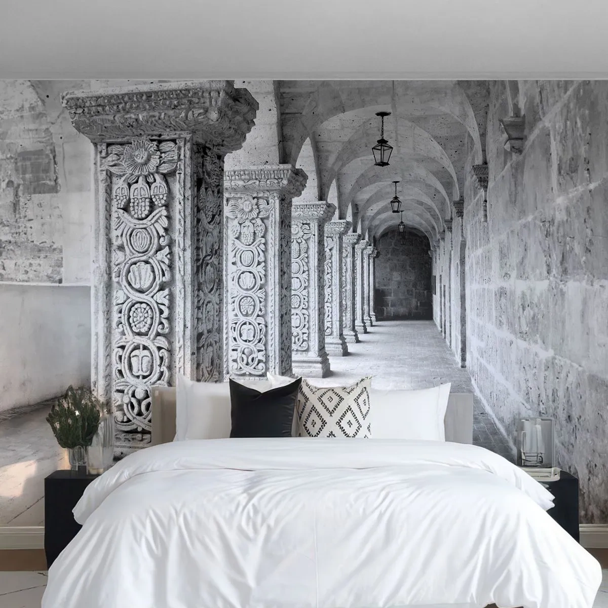 Photo Wallpaper Premium Canvas - Where is this Going...? - Architecture, Piece, Black and white - 250x175 cm