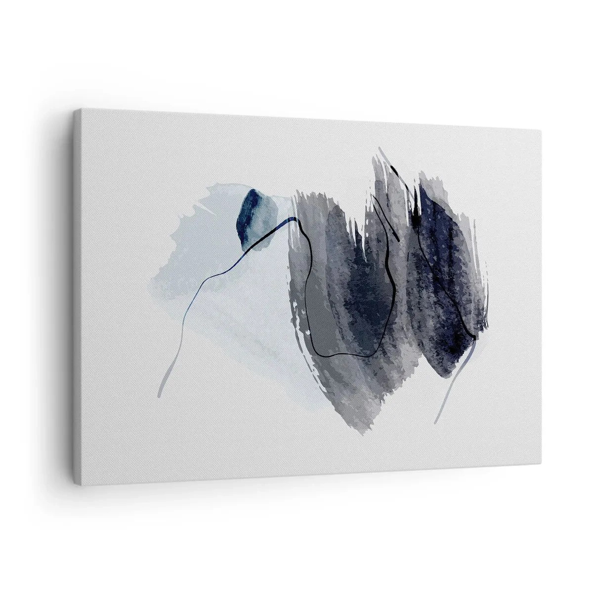 Canvas picture - Abstract composition in shades of gray and blue - 70x50cm - Intensity and Movement - Modern wall decoration for the living room and bedroom ARTTOR