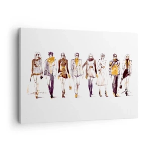 Canvas picture - Sketch of a group of people in fashion outfits - 70x50cm - Natural Elegance on Catwalk - Modern wall decoration for the living room and bedroom ARTTOR