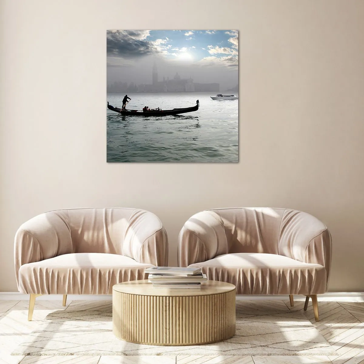 Glass picture - Fairytale City from Water and Fog - 60x60 cm
