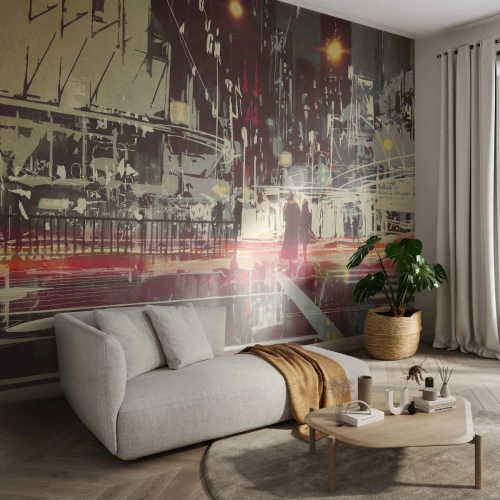 Photo Wallpaper Premium Canvas - Big City Trip - City, Architecture, Night life - 300x210 cm