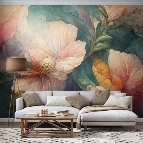 Photo Wallpaper Premium Sand - Sheer Subtelty - Flowers, Classic, Piece - 500x350 cm