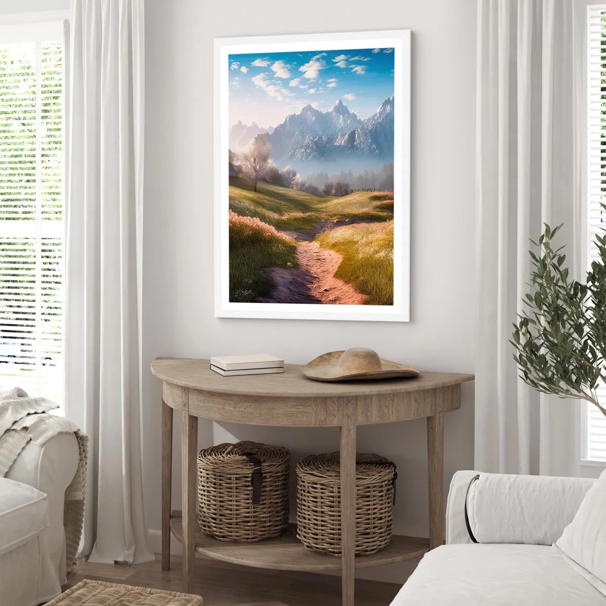 Poster in white frmae - Quiet Valley - 61x91 cm