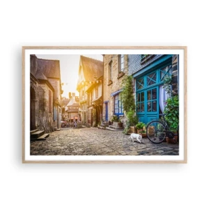Poster in light oak frame - White Spirit of a Town - 100x70 cm