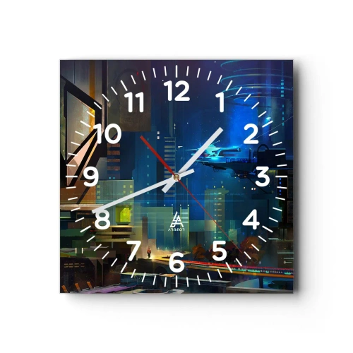 Wall clock - Clock on glass - In Near Future - 40x40 cm