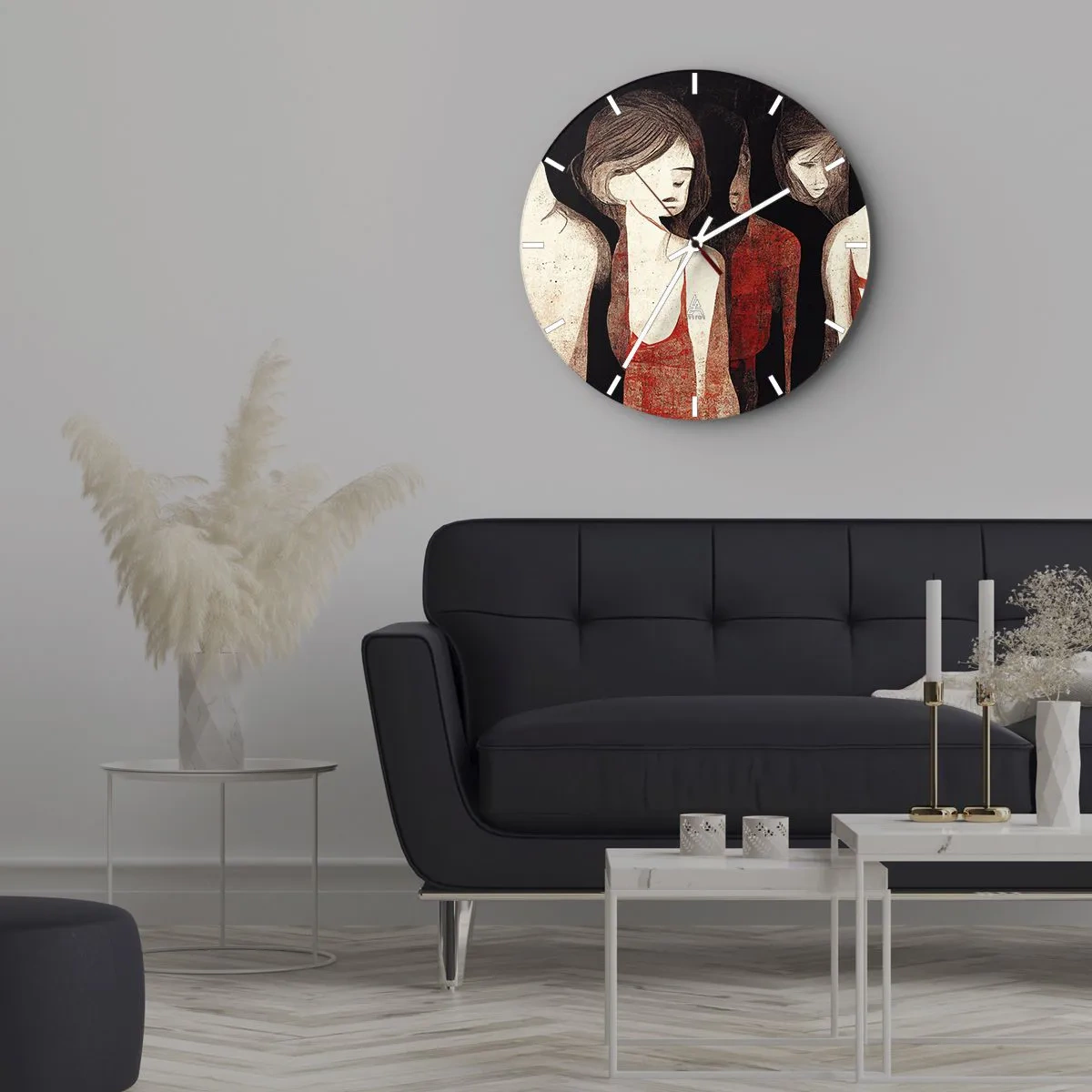 Wall clock - Clock on glass - Madonnas from Darkness - 40x40 cm