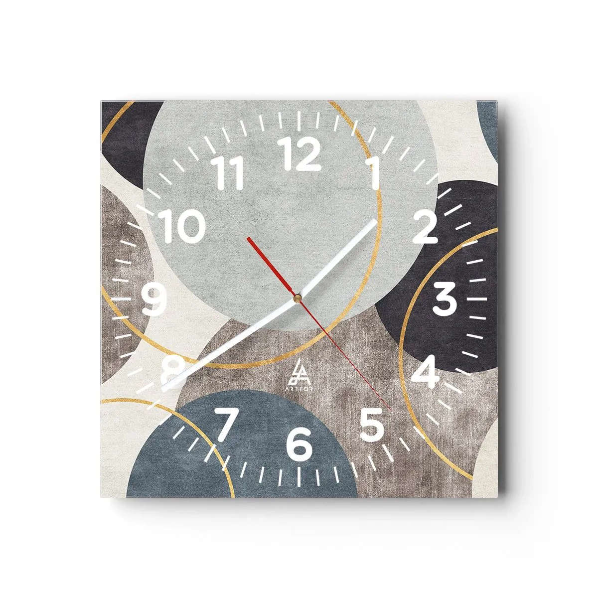 Wall clock - Clock on glass - Wheel after Wheel - 30x30 cm