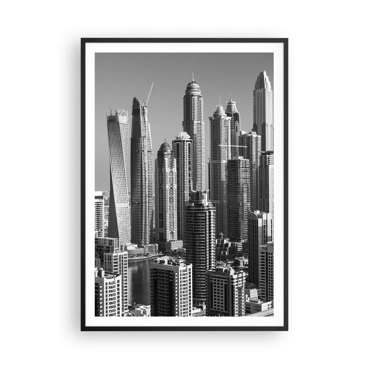 Poster in black frame - City over a Desert - 70x100 cm