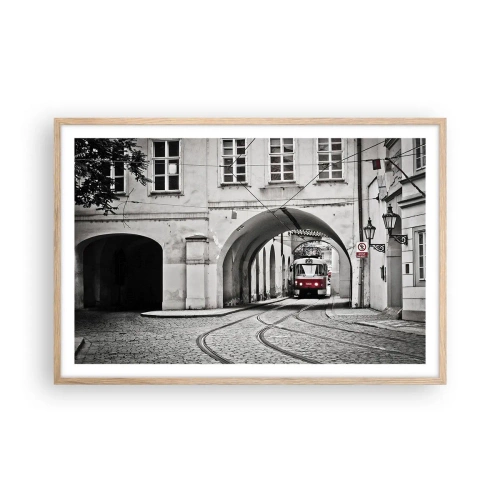 Poster in light oak frame - Through City Labirynth - 91x61 cm