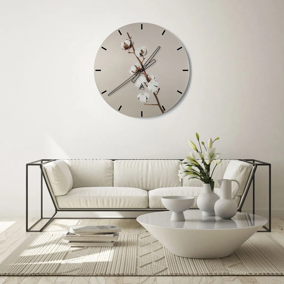 Wall clock - Clock on glass - At the Heart of Softness - 40x40 cm