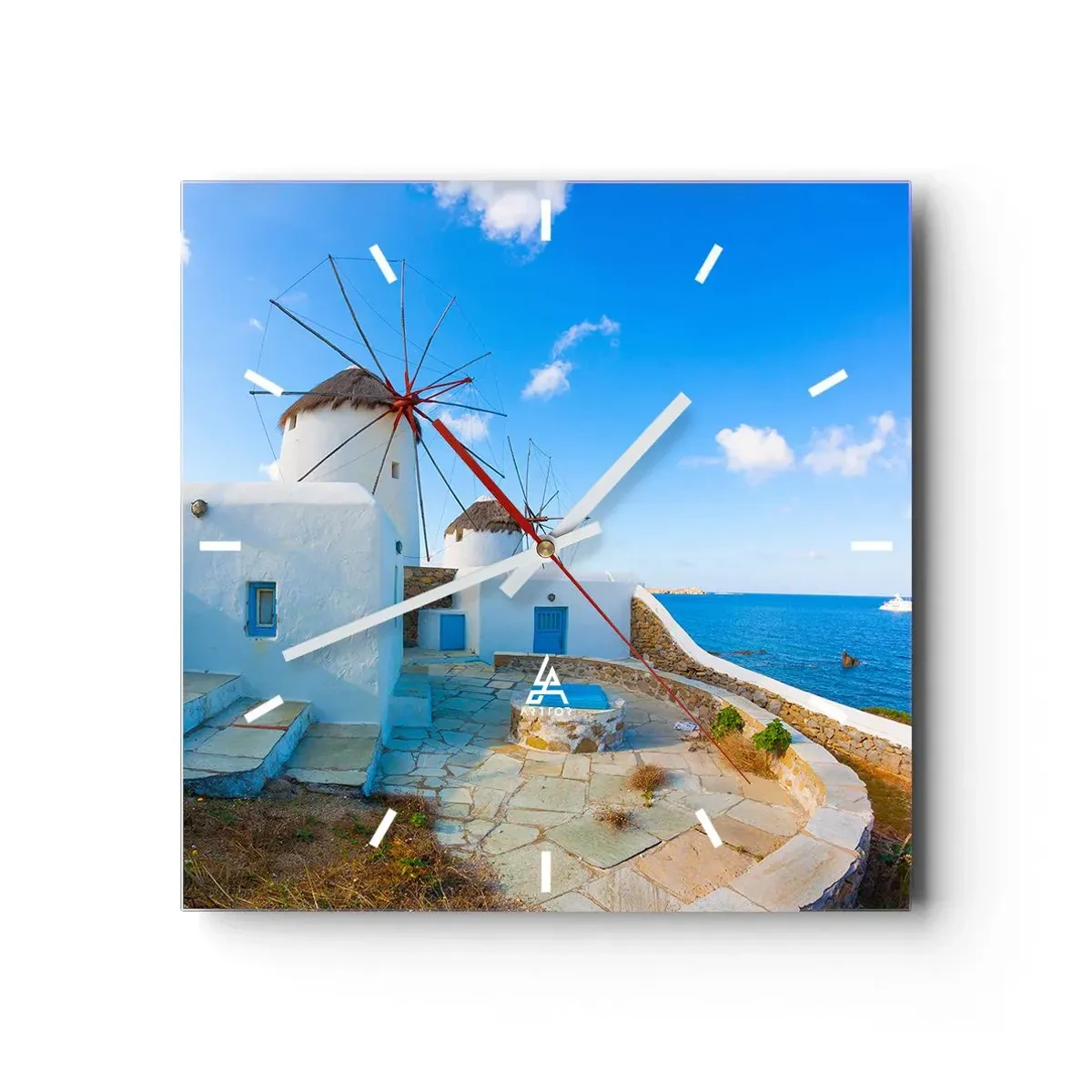 Wall clock - Clock on glass - Blue Wind from the Sea - 30x30 cm