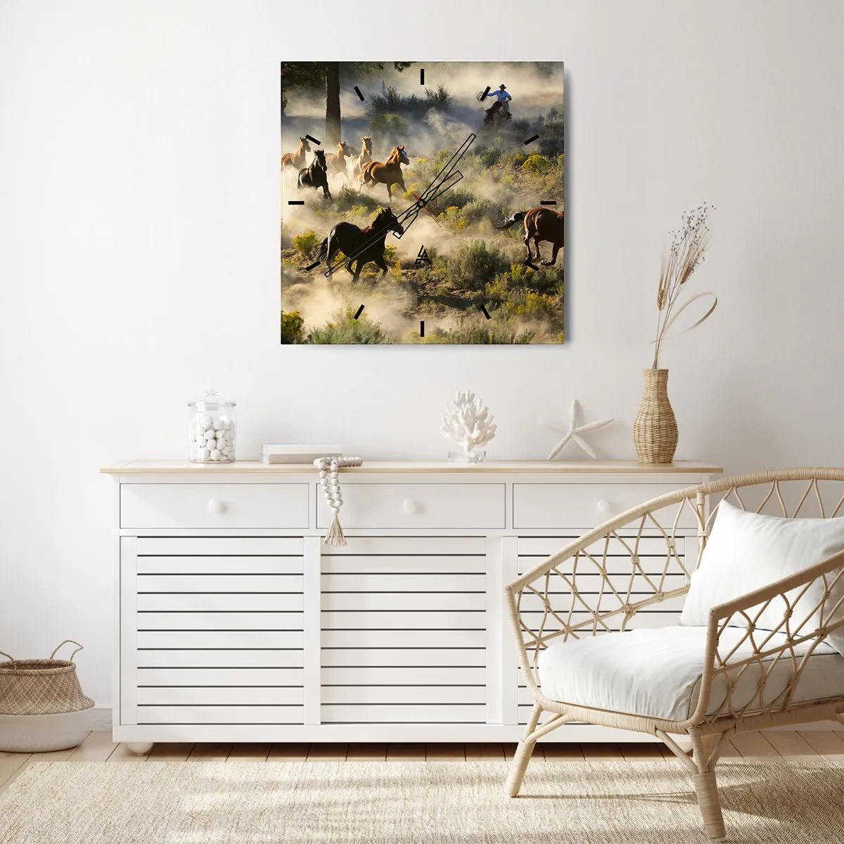 Wall clock - Clock on glass - Rivalry - Freedom or Man Power? - 40x40 cm