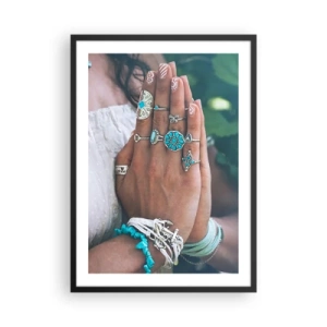 Poster in black frame - Hands decorated with boho-style jewelry - 50x70cm - Welcome to the Centre of Wellbeing - Modern wall decoration for the living room and bedroom ARTTOR