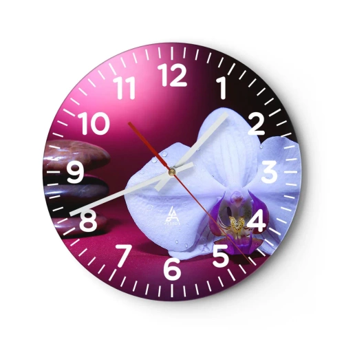 Wall clock - Clock on glass - Study of Freshness in Purple - 30x30 cm