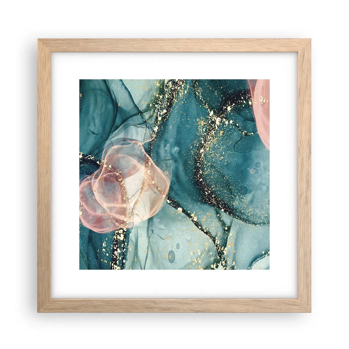 Poster in light oak frame - Silm Blue, Tulle Pink - 30x30 cm