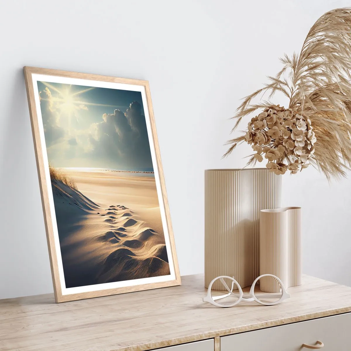 Poster in light oak frame - Calming Landscape - 50x70 cm