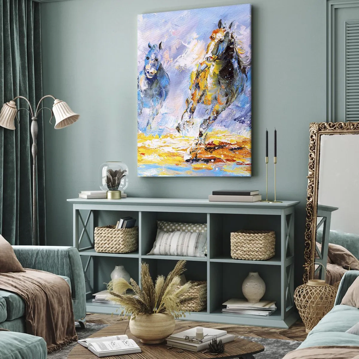 Canvas picture - Galloping through Light - 45x80 cm