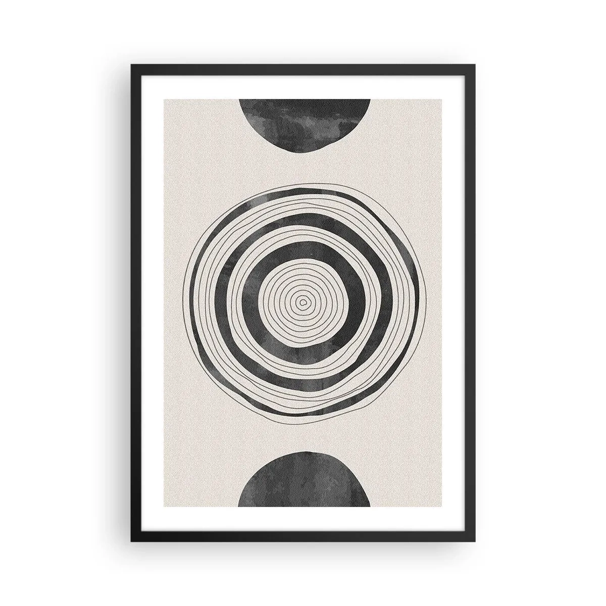Poster in black frame - A minimalist composition of geometric circles - 50x70cm - Important What's in Between - Modern wall decoration for the living room and bedroom ARTTOR