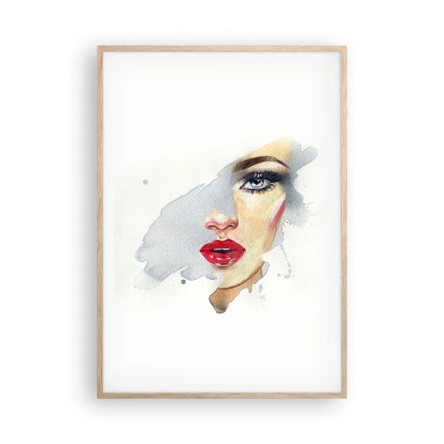 Poster in light oak frame - Reflection in a Waterdrop - 70x100 cm