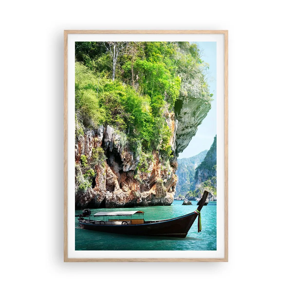 Poster in light oak frame - Invitation for an Exotic Trip - 70x100 cm
