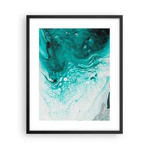 Poster in black frame - Dissolving in White and Turquoise - 40x50 cm