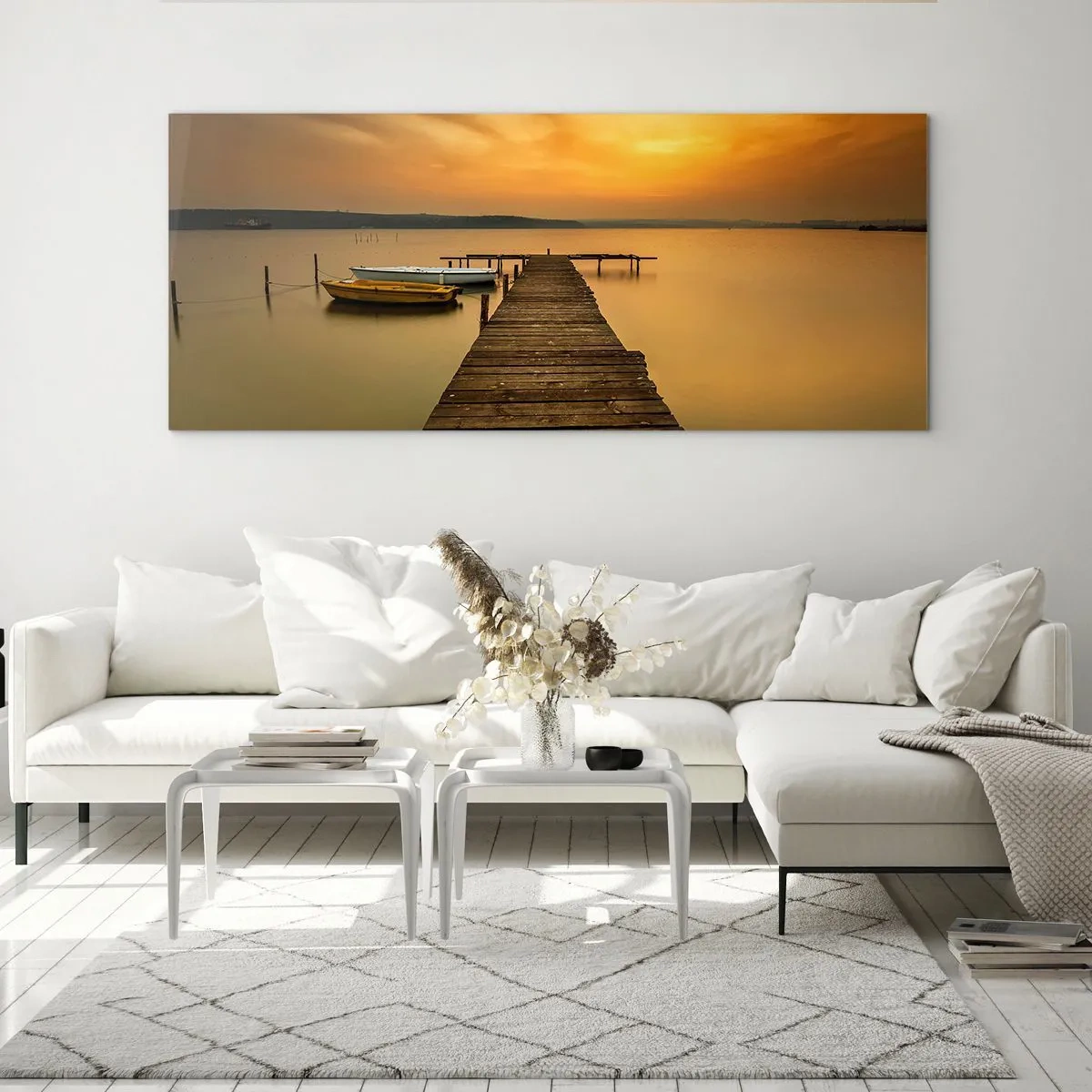 Glass picture - I Will Open up Golden Sky before You - 140x50 cm