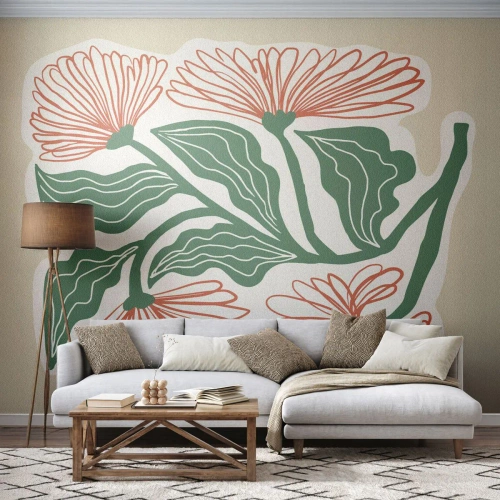 Photo Wallpaper Standard Eco - Folk and Modern - Boho, Flowers, Minimalism - 150x105 cm