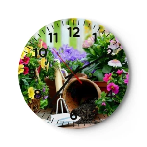 Wall clock - Clock on glass - In the Garden - 30x30 cm