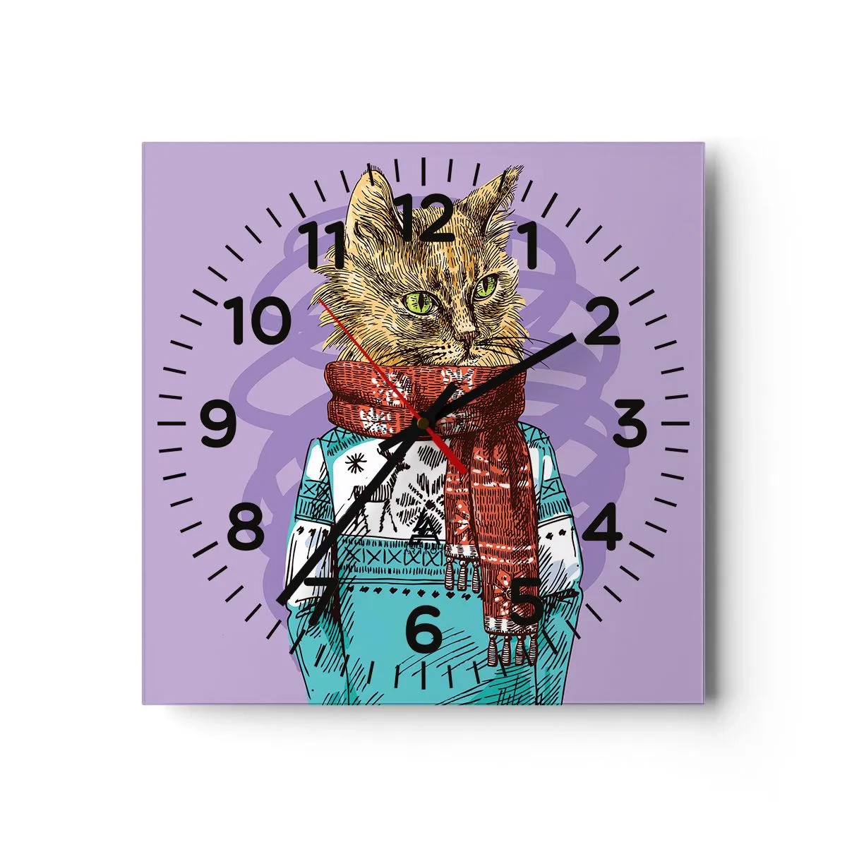 Wall clock - Clock on glass - Cat Not Only in Boots - 30x30 cm