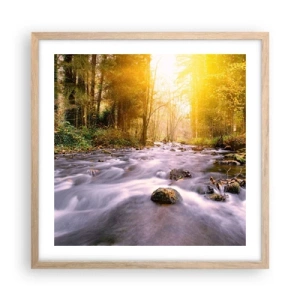 Poster in light oak frame - Malachite in Silver and Gold Setting - 50x50 cm