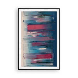 Poster in black frame - Vertical Composition In Blue And Red - 61x91 cm