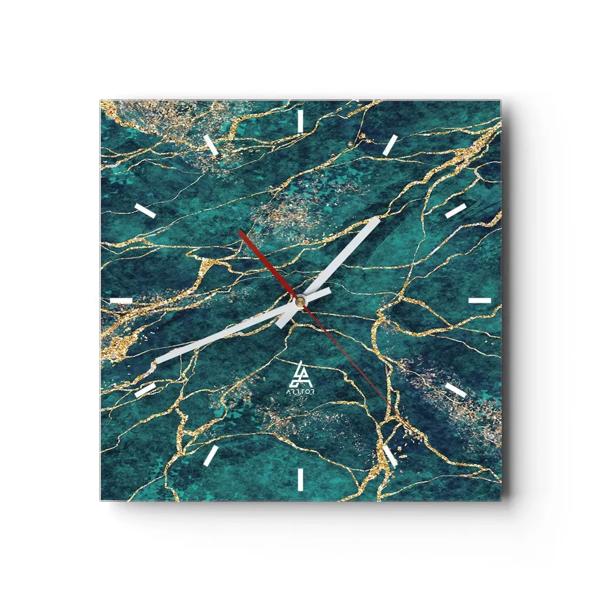 Wall clock - Clock on glass - Gold Vein - 30x30 cm