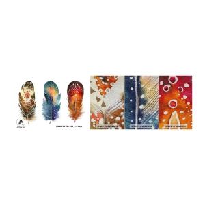 Photo Wallpaper Sample Premium Sand - Rituals, Customs, Secrets - Bird's feather, Bird, Abstraction - 100x30 cm