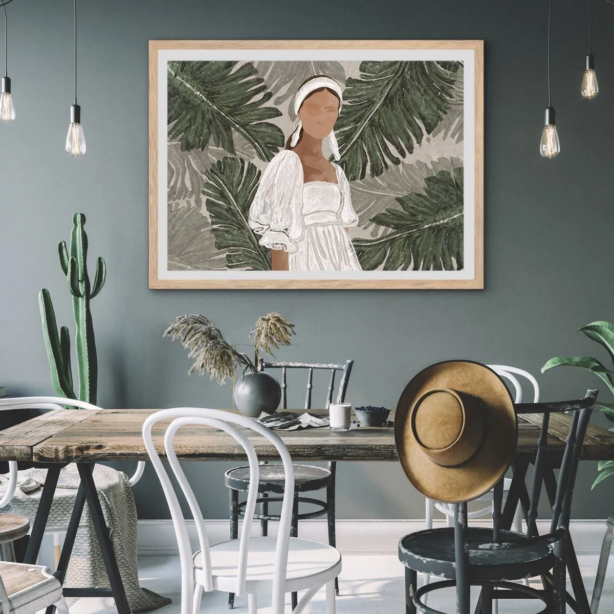 Poster in light oak frame - Exotic Portrait - 91x61 cm