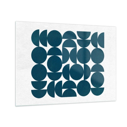 Glass picture - A modern composition made of navy blue circles and semicircles - 70x50cm - Circles and Semicircles - Modern wall decoration for the living room and bedroom ARTTOR