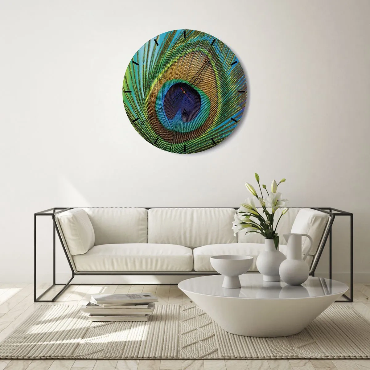 Wall clock - Clock on glass - Eye to Eye - 40x40 cm