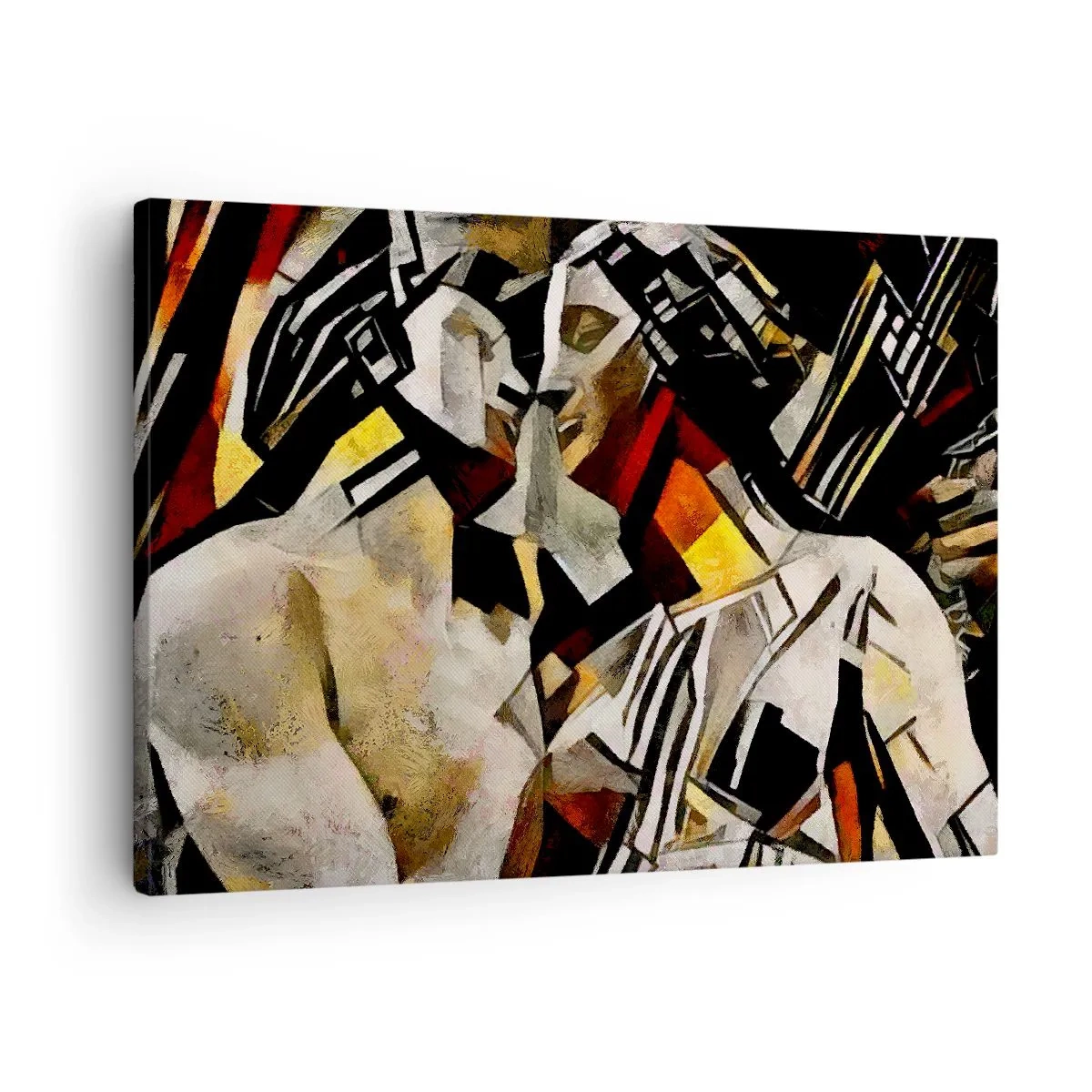 Canvas picture - Abstract composition with silhouettes in a dynamic form - 70x50cm - Kiss Of A Statue - Modern wall decoration for the living room and bedroom ARTTOR