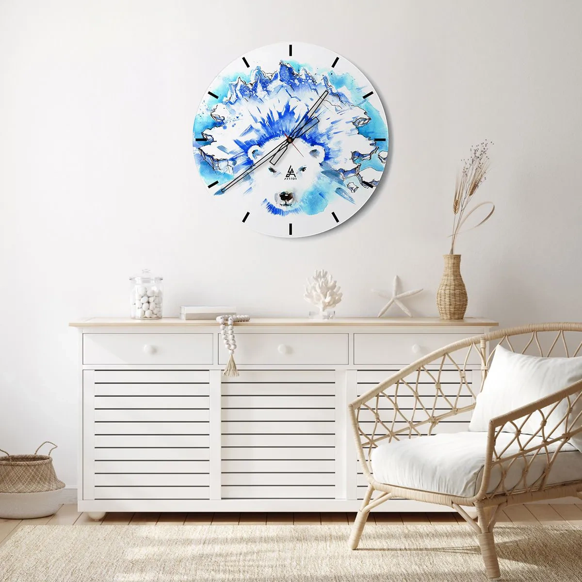 Wall clock - Clock on glass - King of Arctica in Icy Crown - 40x40 cm