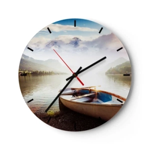 Wall clock - Clock on glass - By the Great, Clear Waters - 40x40 cm