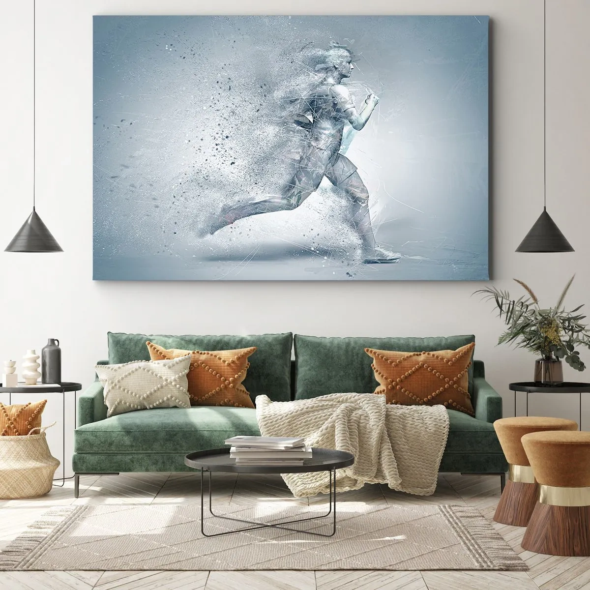 Canvas picture - A dynamic figure running in an abstract style - 70x50cm - Crystally Clear Energy - Modern wall decoration for the living room and bedroom ARTTOR