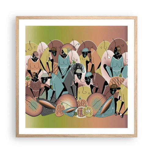 Poster in light oak frame - Big Holiday Is Coming - 60x60 cm