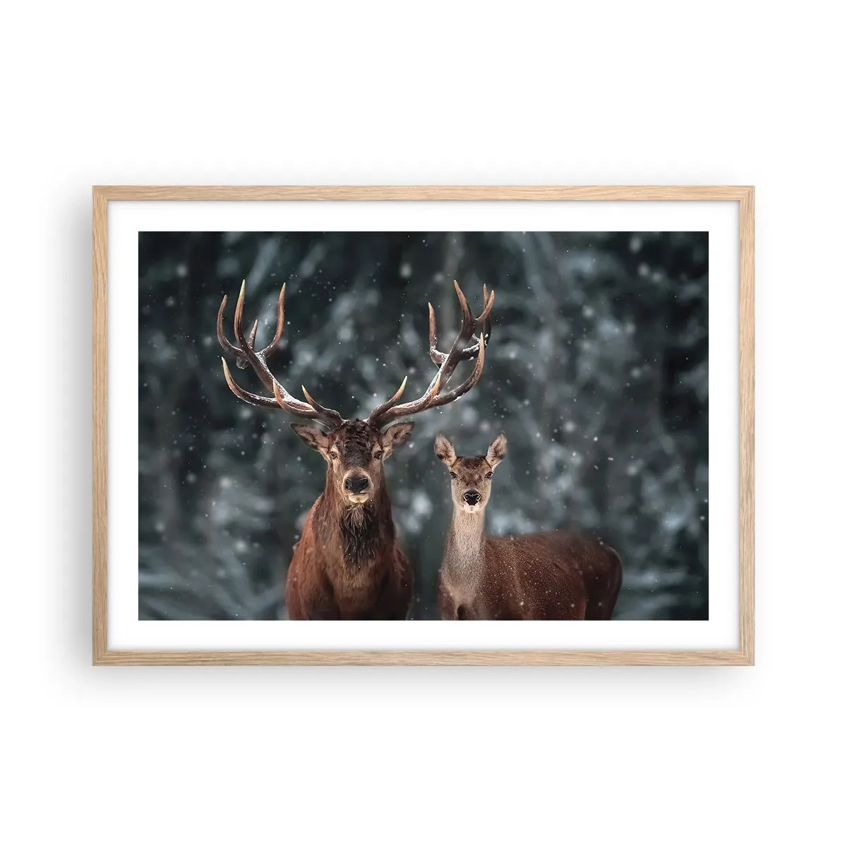 Poster in light oak frame - Master of the Forest with His Wife - 70x50 cm