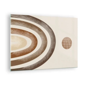 Glass picture - Abstract stripes and circles in shades of brown - 70x50cm - In a Distant Galaxy - Modern wall decoration for the living room and bedroom ARTTOR