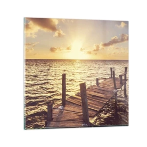 Glass picture - Golden Land of Tranquility - 40x40 cm