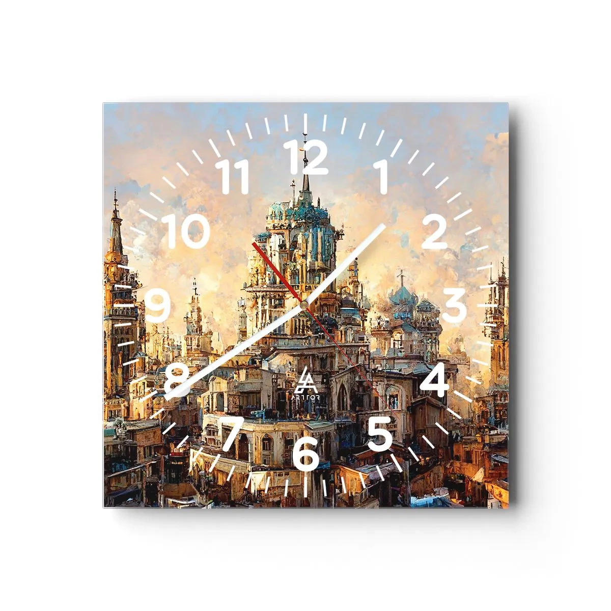 Wall clock - Clock on glass - City of Cities - 40x40 cm
