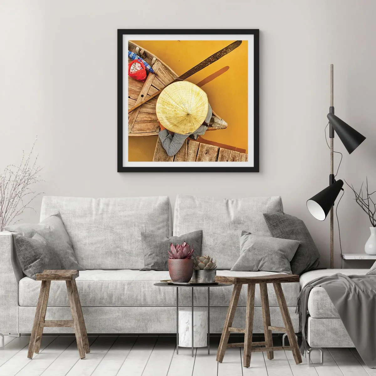 Poster in black frame - Life on a Yellow River - 60x60 cm
