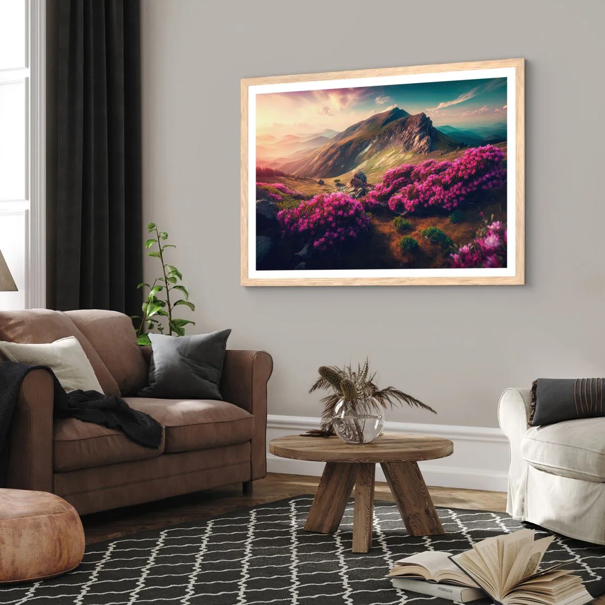 Poster in light oak frame - Summer in the Mountains - 100x70 cm