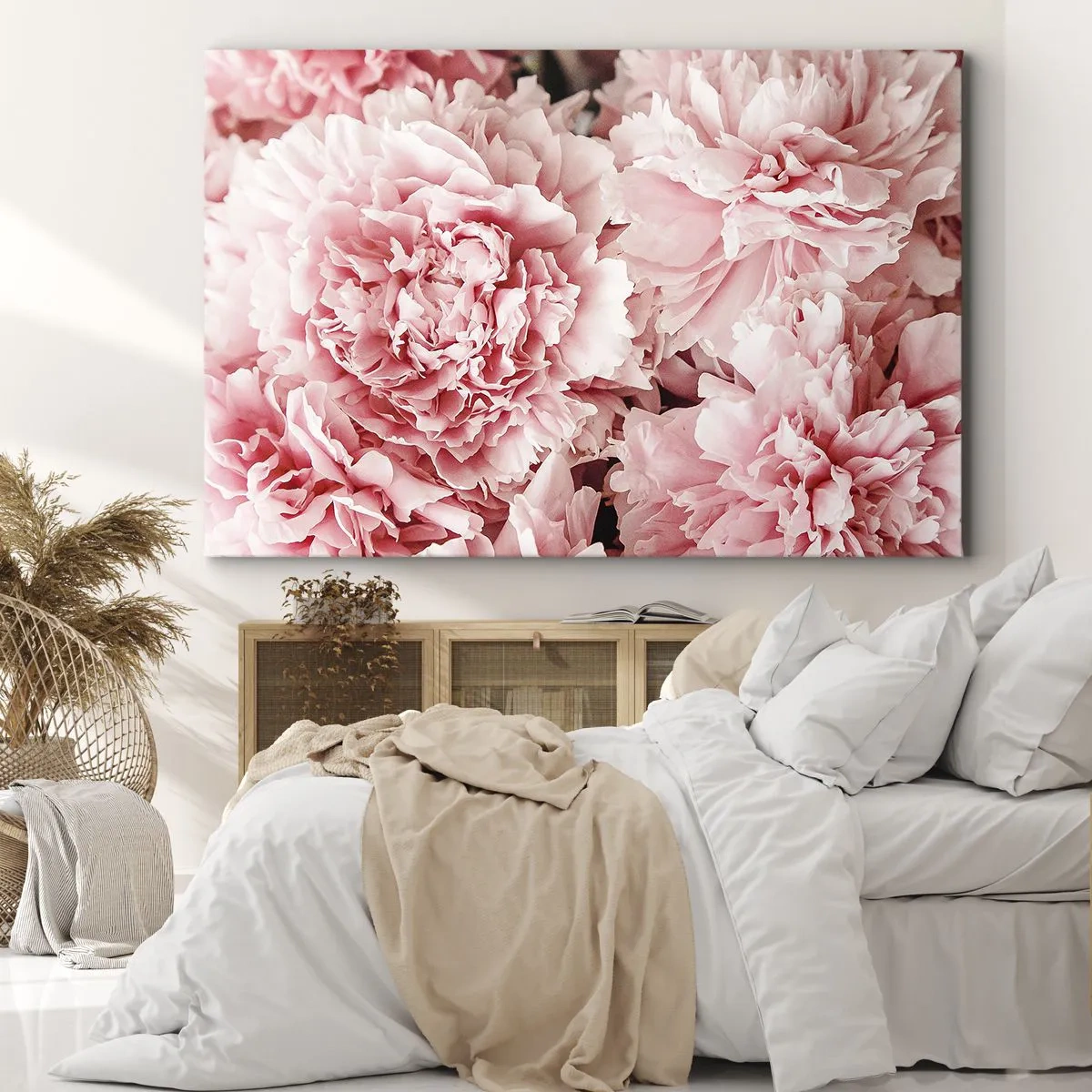 Canvas picture - Subtle pink peonies in a delicate setting - 70x50cm - Pink Dreams - Modern wall decoration for the living room and bedroom ARTTOR